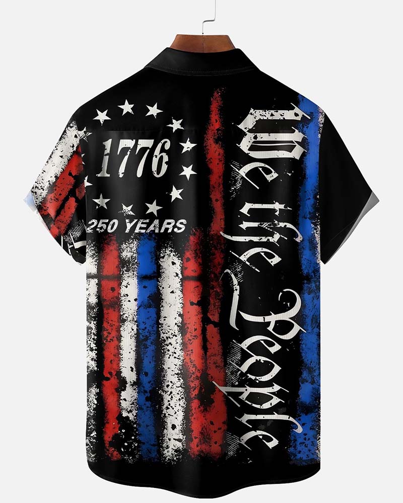 Chemise Col Étoiles Et Rayures Imprimé