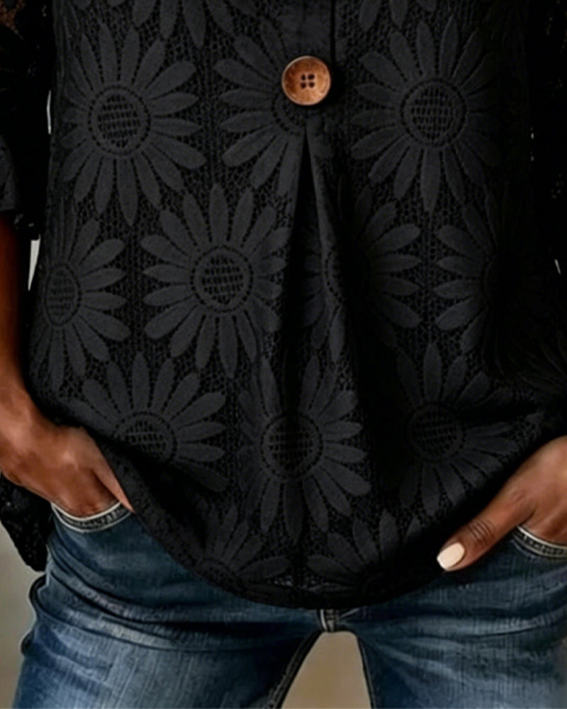 Blouse À Imprimé Marguerite Et Manches À Volants