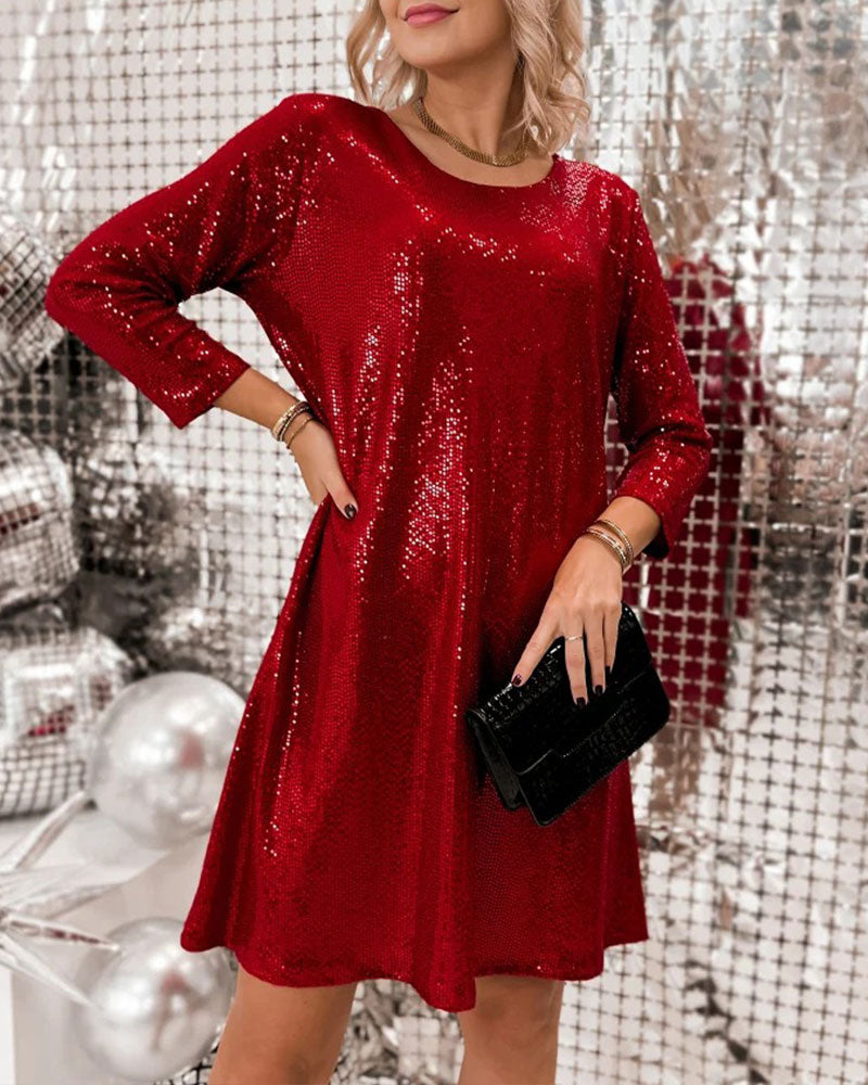 Robe Unie Décontractée Manche Longue