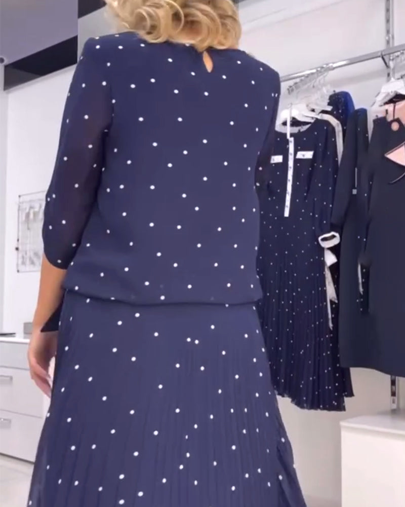 Robe décontractée à pois et col rond
