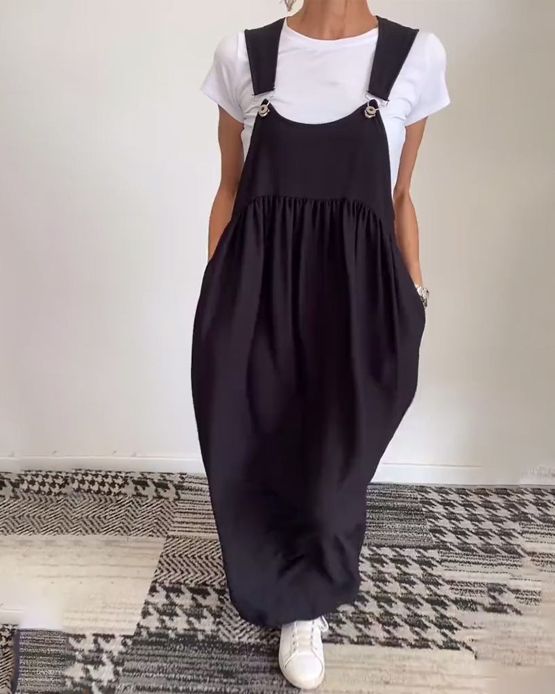 Robe décontractée couleur unie à bretelles