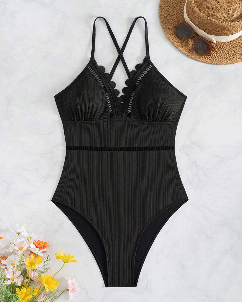 Maillot de Bain Monopiece Uni Sexy Creux