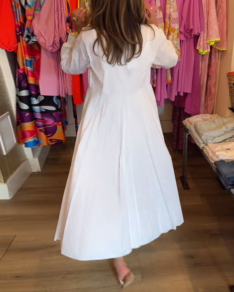 Robe décontractée à revers de couleur unie