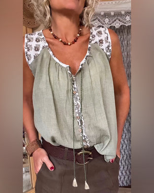 Débardeur Simple Sans Manches Coton Lin