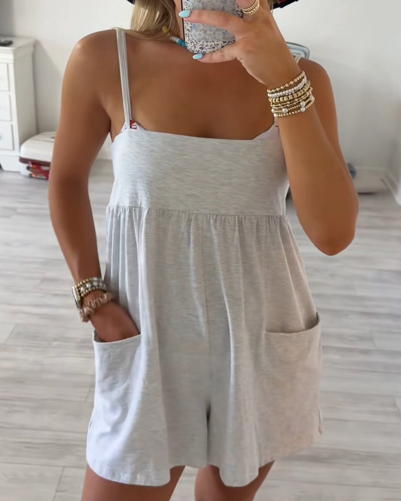 Romper Bretelles Double Poche Maillot De Bain Cache-Cœur
