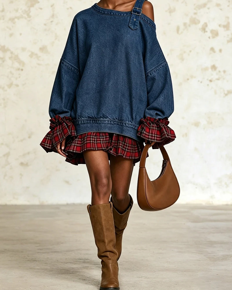 Robe Manche À Volant Une Épaule