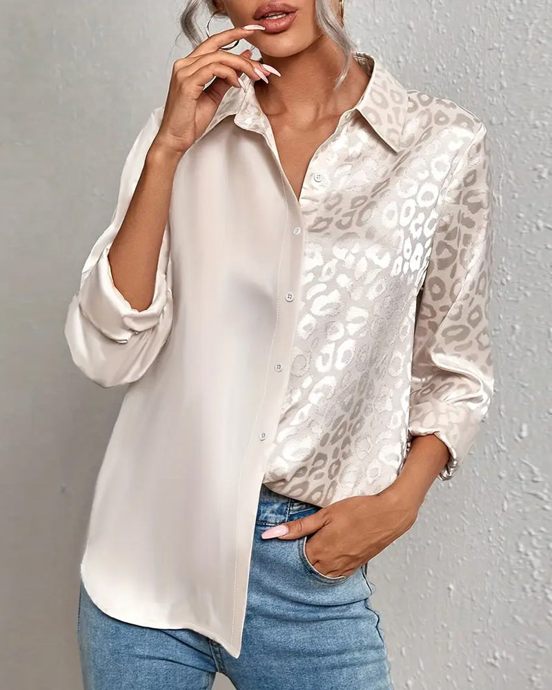 Chemise Satin Imprimé Léopard Incrustation