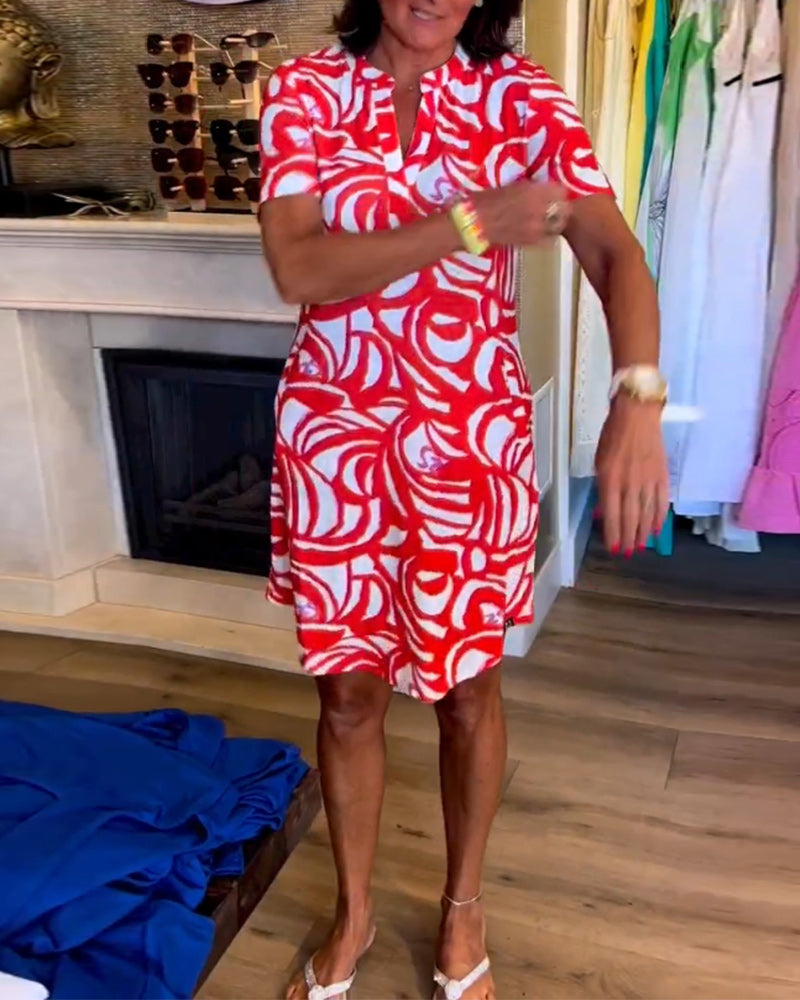 Robe imprimée décontractée à manches courtes