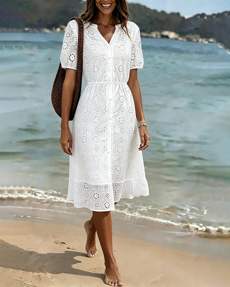 Robes Découpe Col V Chemise