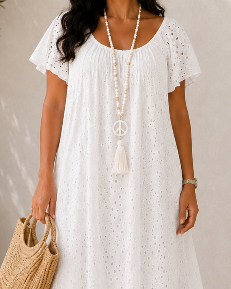 Robe Évidée Manches Ballon Longue