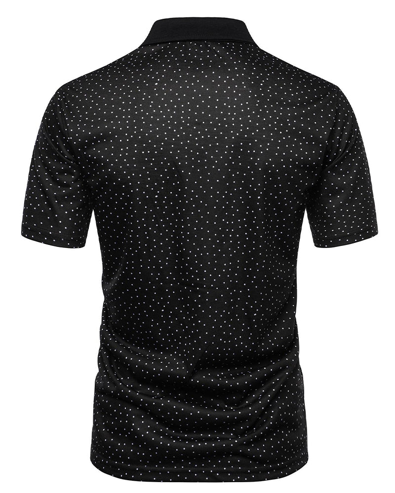 T-Shirt Décontracté À Col Polo Et Petits Pois