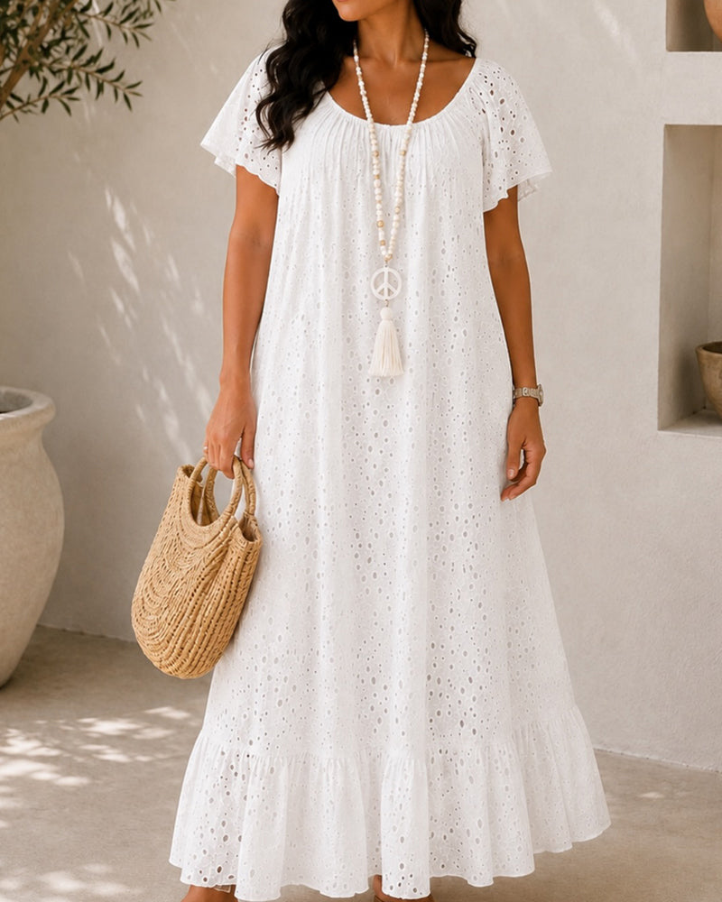 Robe Évidée Manches Ballon Longue
