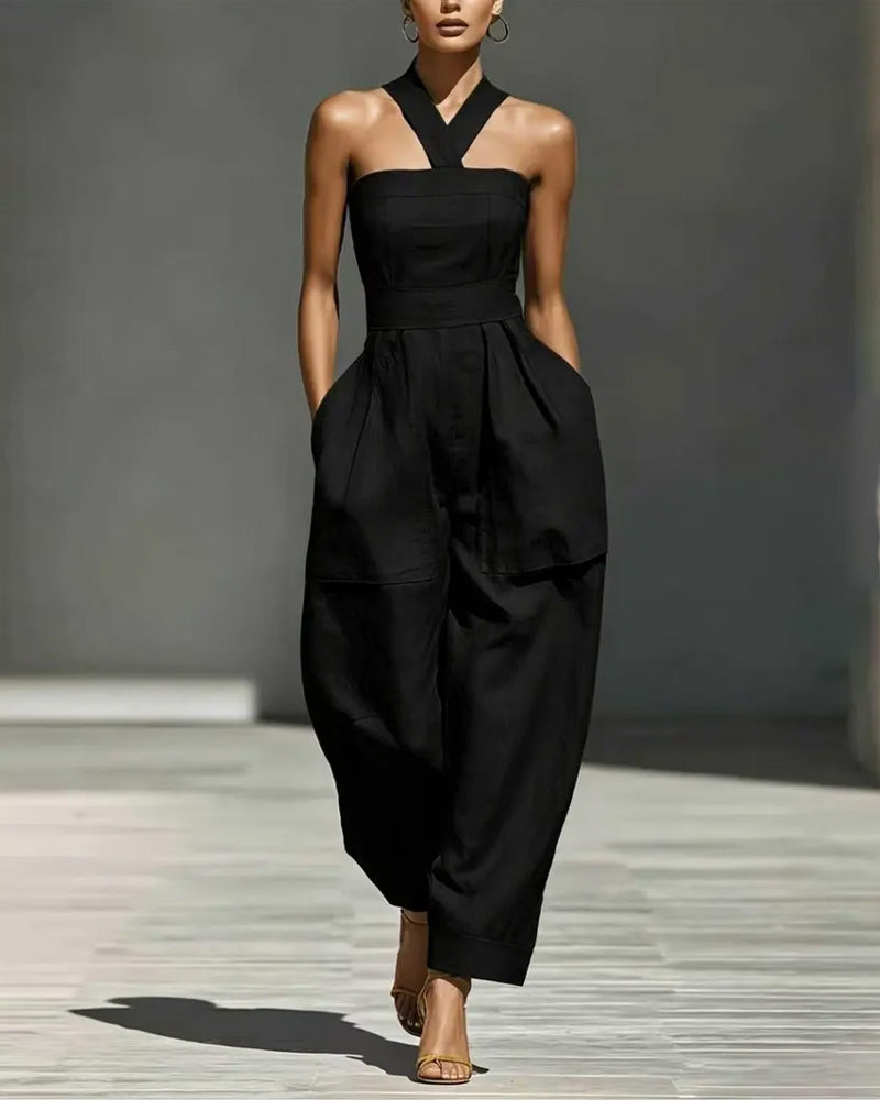 Combinaison Col Halter Décolleté Épaules Larges