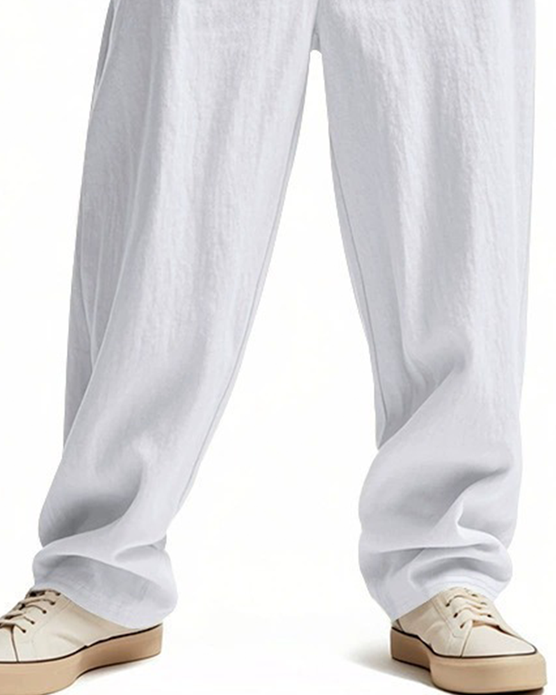Pantalon Décontracté Uni Jambe Droite
