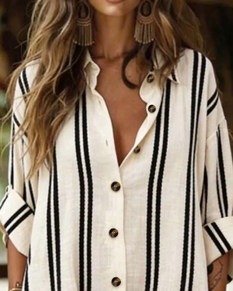Robe Col Chemise Rayure