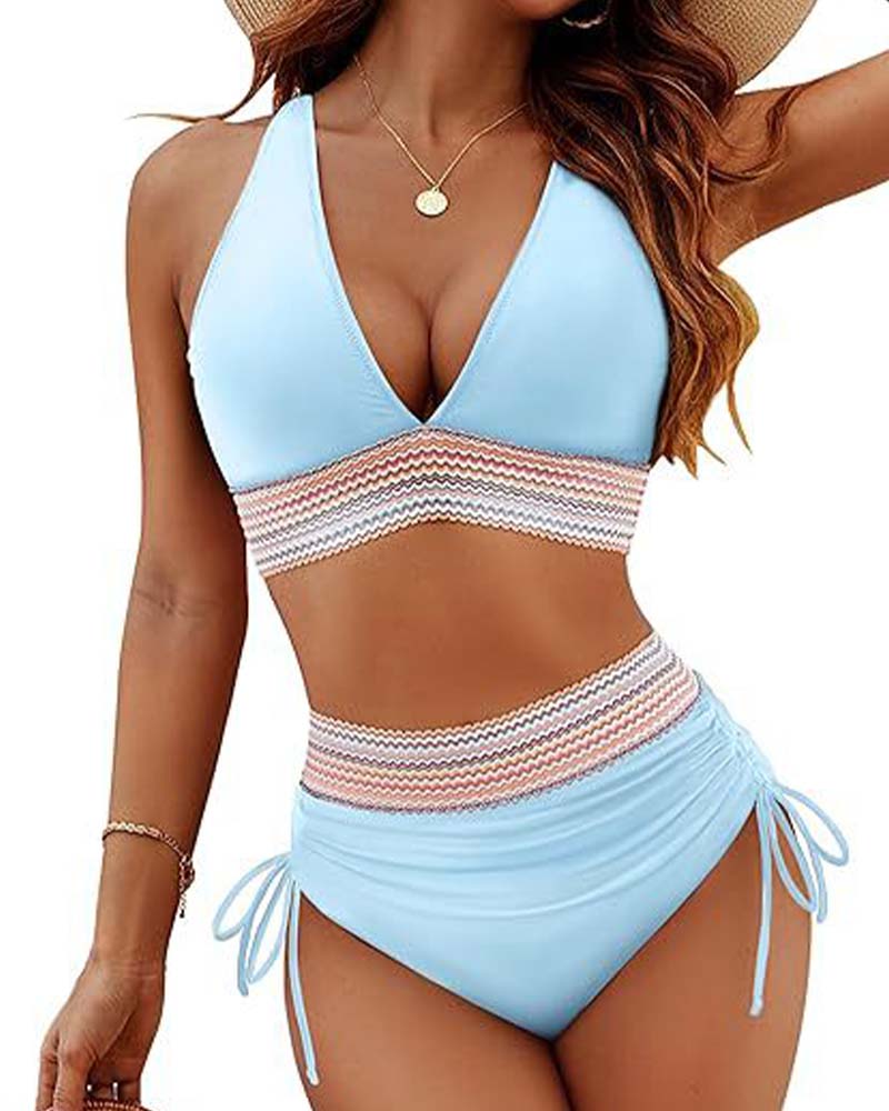 Bikini Vacances Col V À Lacets