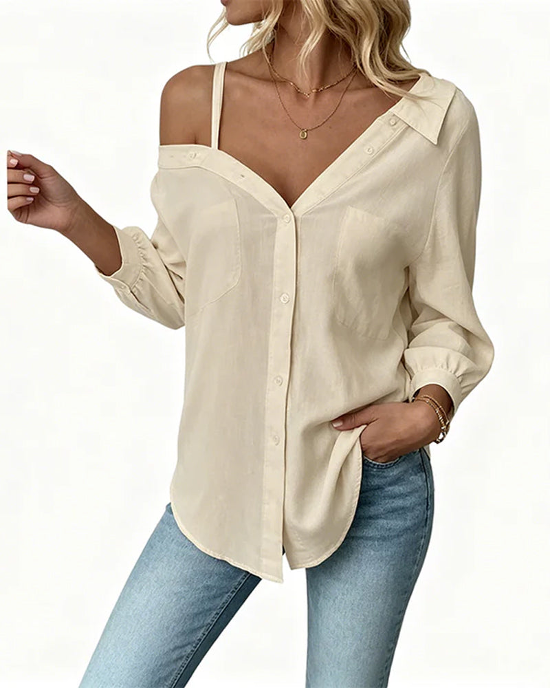 Chemise Décontractée Uni Une Épaule