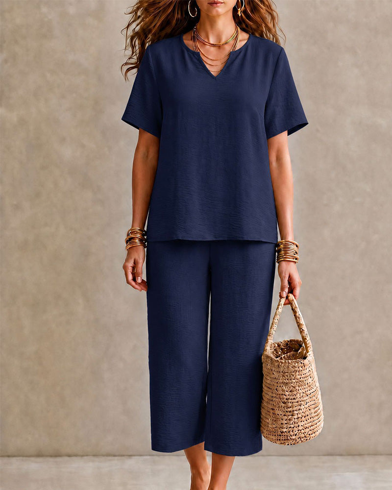 Set Haut Manches Courtes Et Pantalon Raccourci