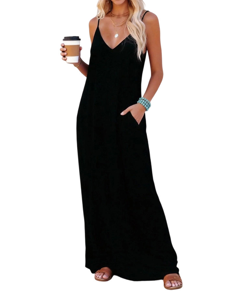Robe Unie Lâche Poche Maxi