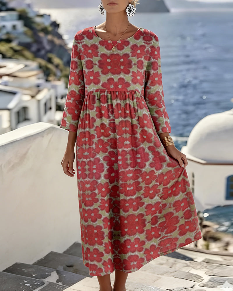 Robe à imprimé floral color block