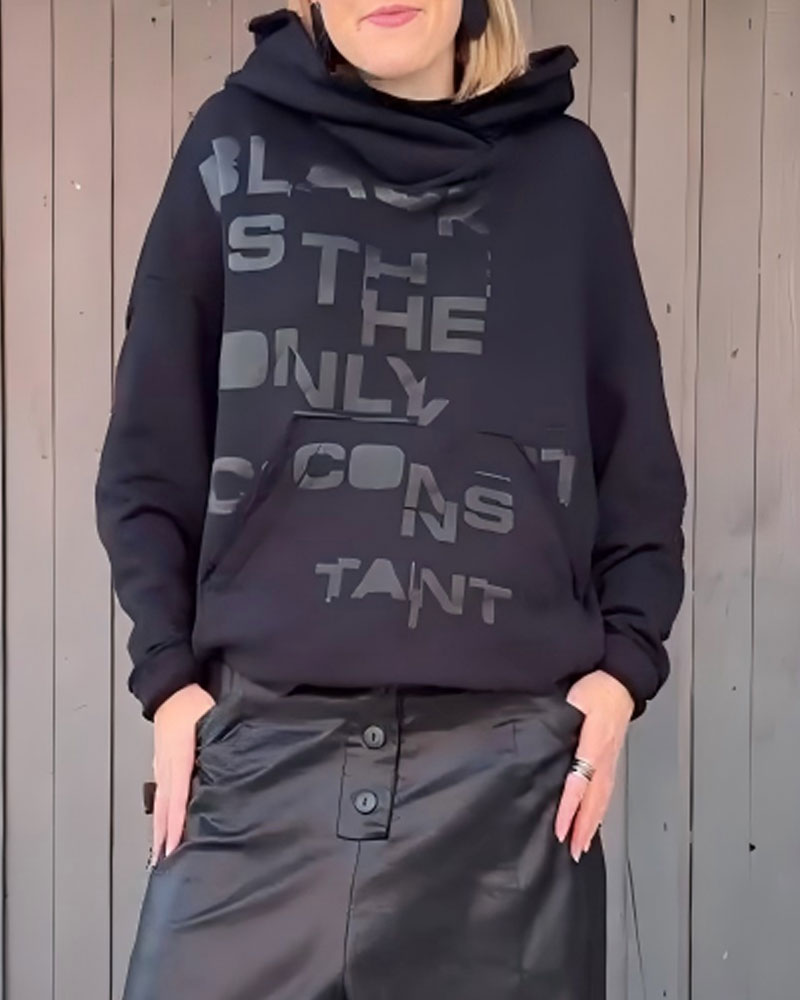 Hoodie Lettre Imprimé Lâche Manches Longues Pullover