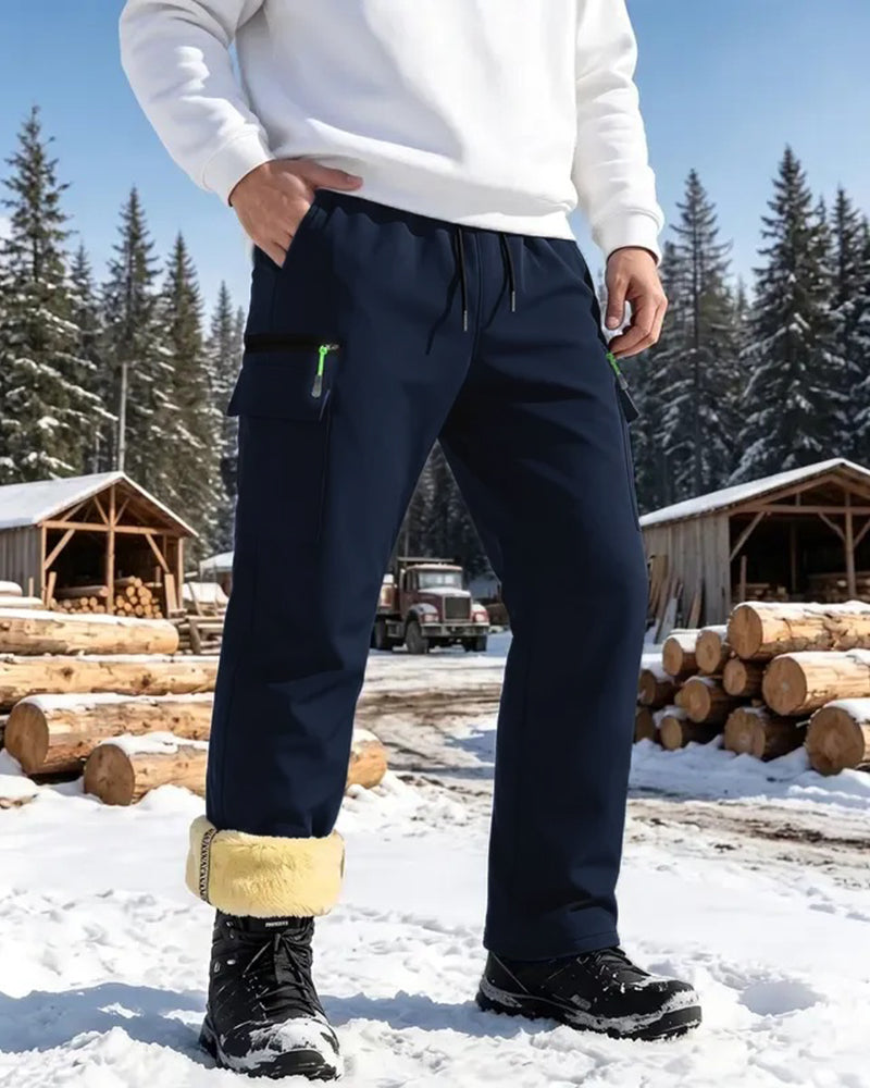 Pantalon Homme Doublé Polaire Droit Cargo
