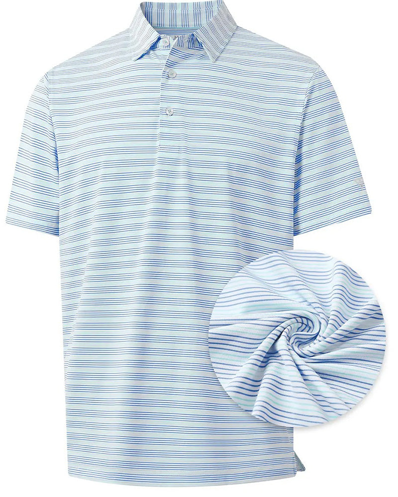 T-Shirt Col Bleu Et Blanc Fine Rayure