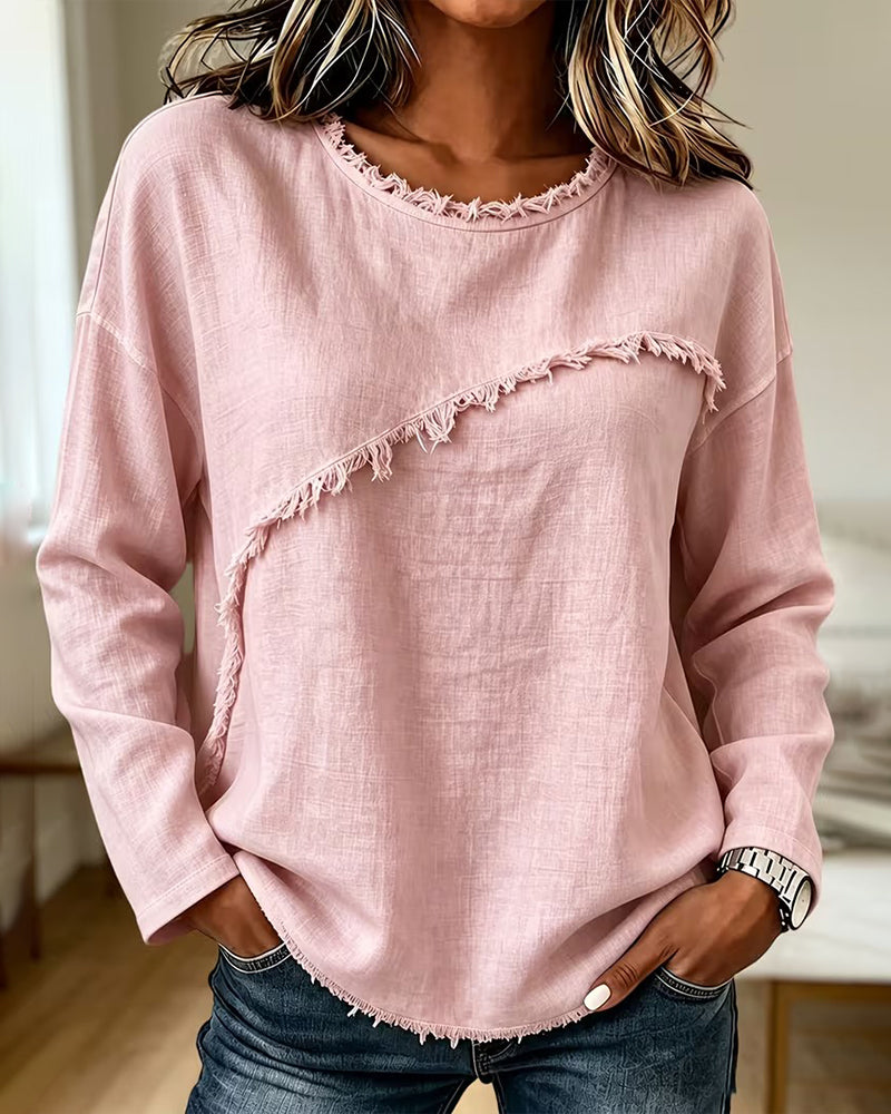 Blouse Col Rond Unie Irrégulière