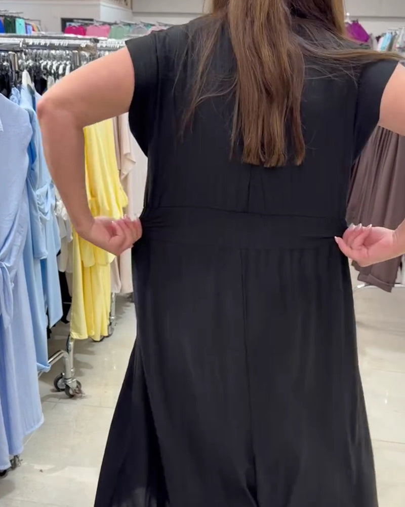 Robe Froncée Manche Volantée Taille