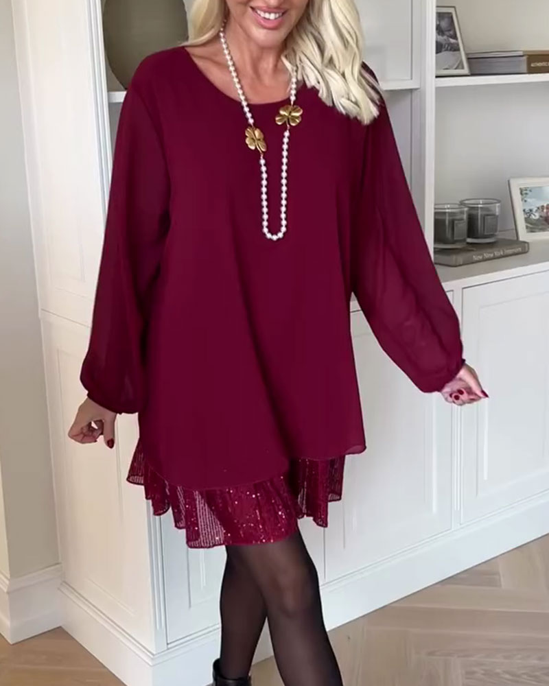 Robe Col Rond Ample Patchwork