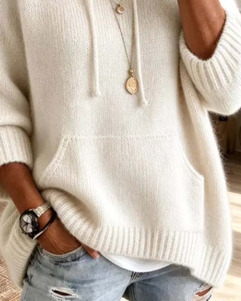 Pullover Capuche Évidé Poche