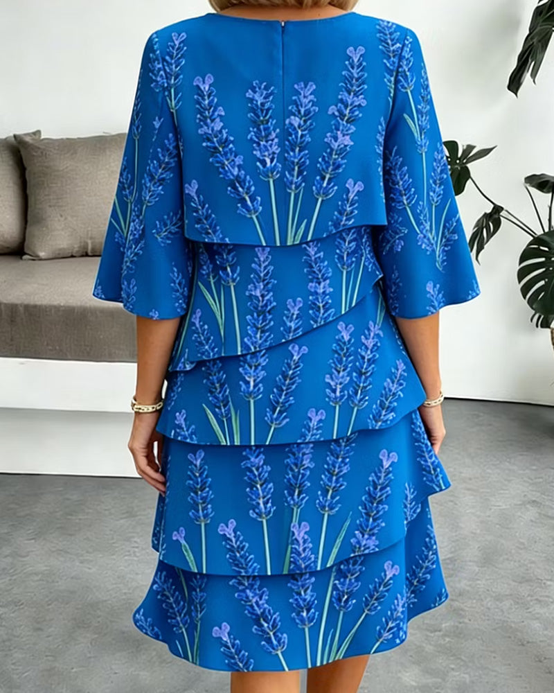 Robe Imprimé Lavande Superposée
