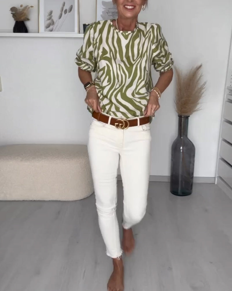 Blouse col rond imprimé zèbre