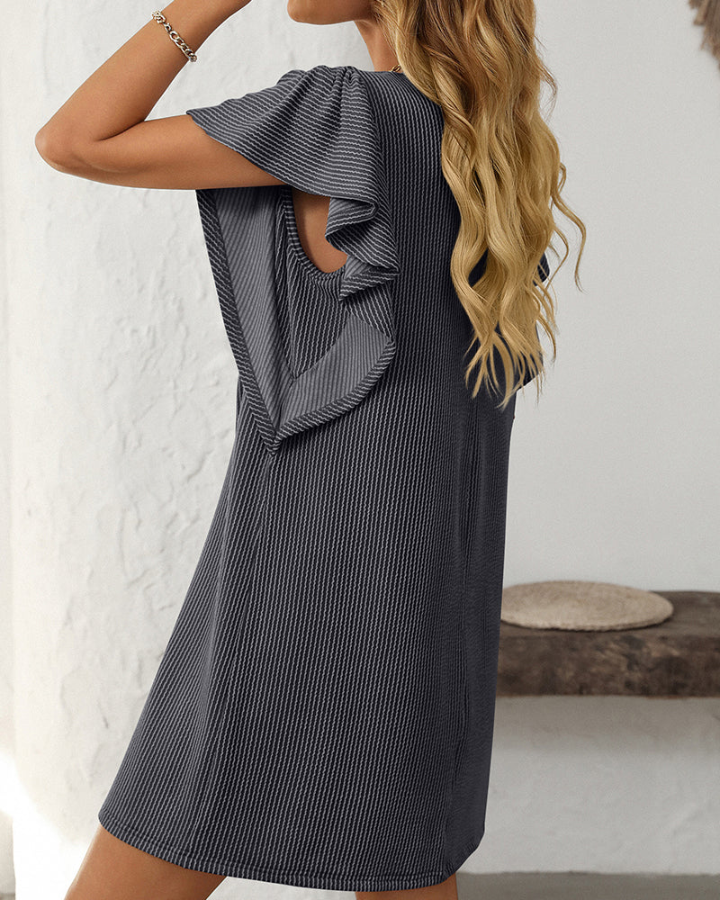 Robe Torsadée Rayée Manche Volant
