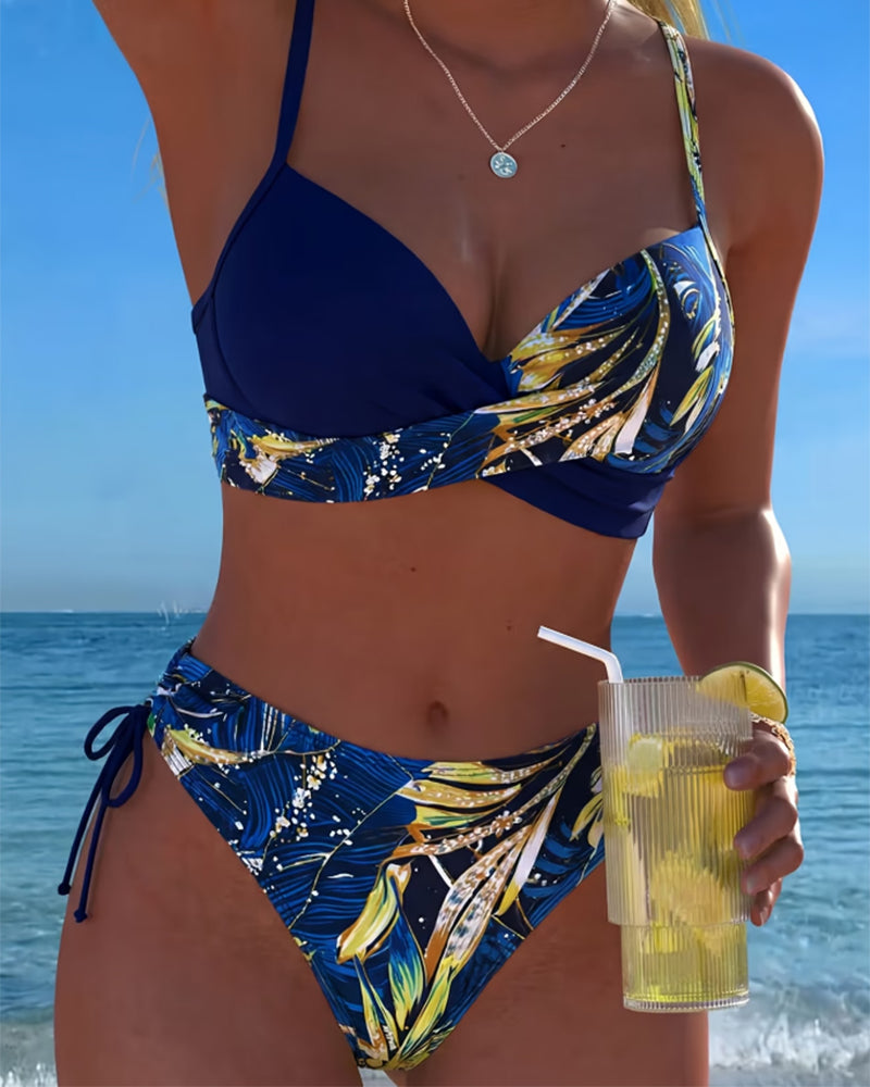 Bikini Imprimé Tropical Nœud Latéral Sexy