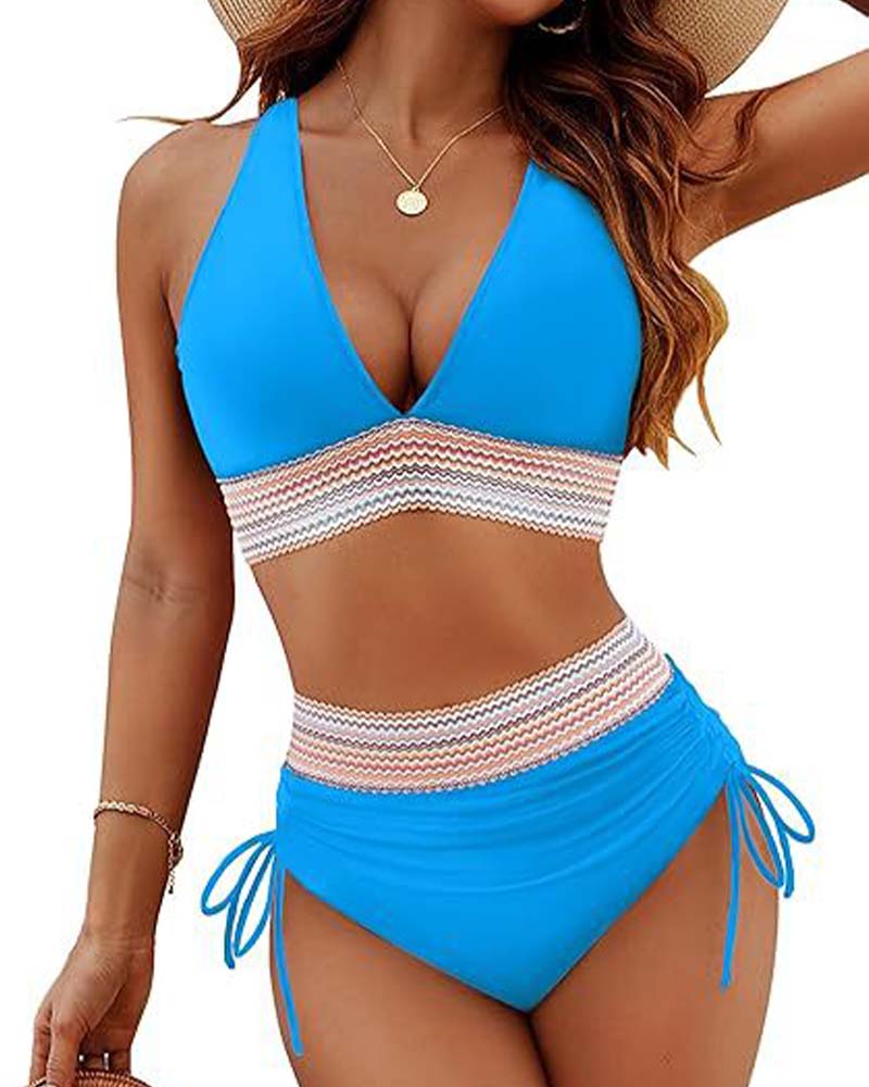Bikini Vacances Col V À Lacets
