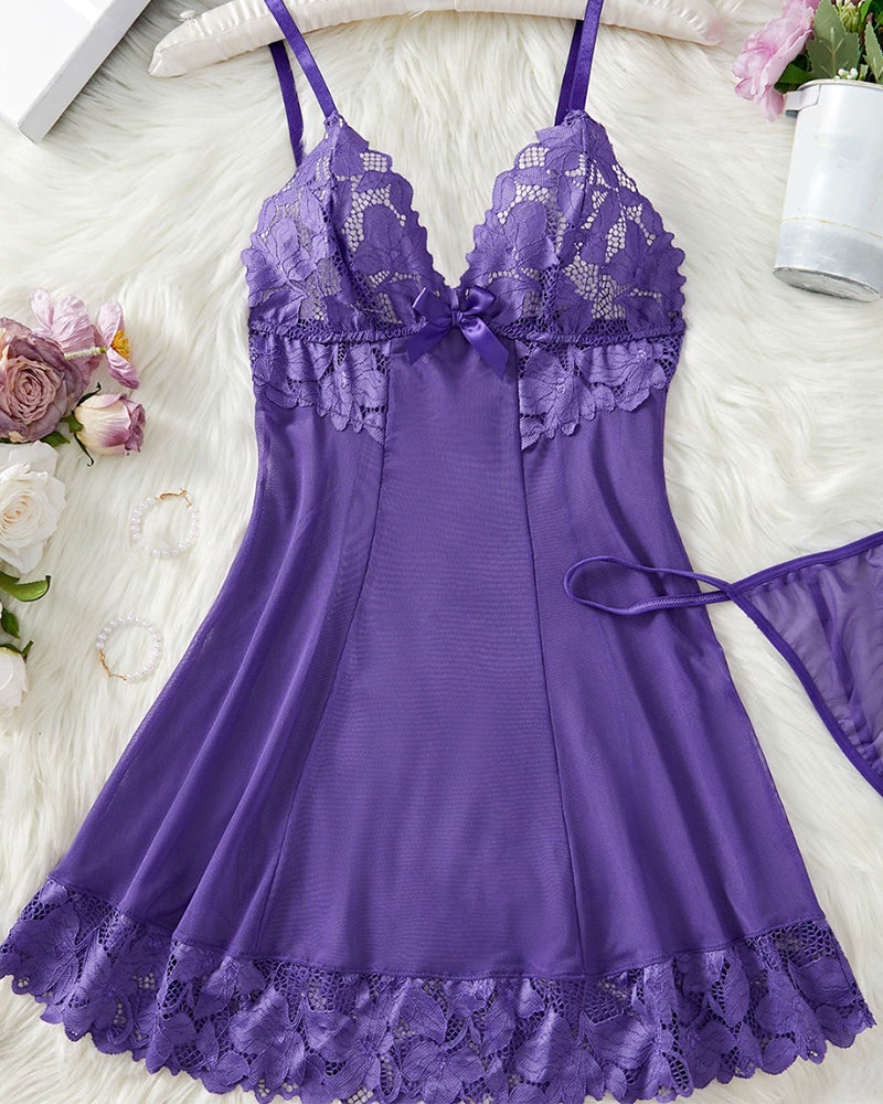 Lingerie Unie Col En V Dentelle