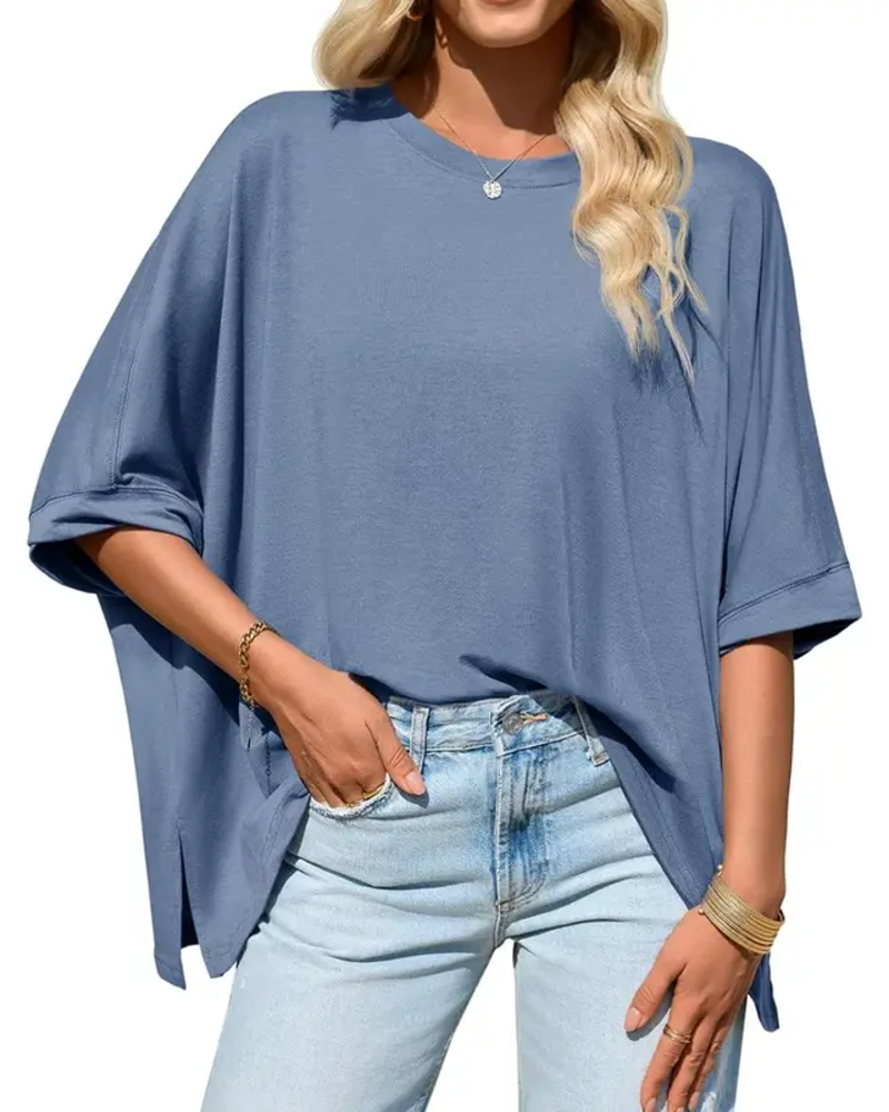 T-Shirt Coupe Loose Quotidien Manche Chauve-Souris