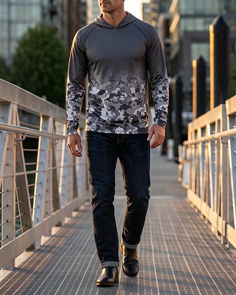 Top Homme Capuche Camouflage Dégradé