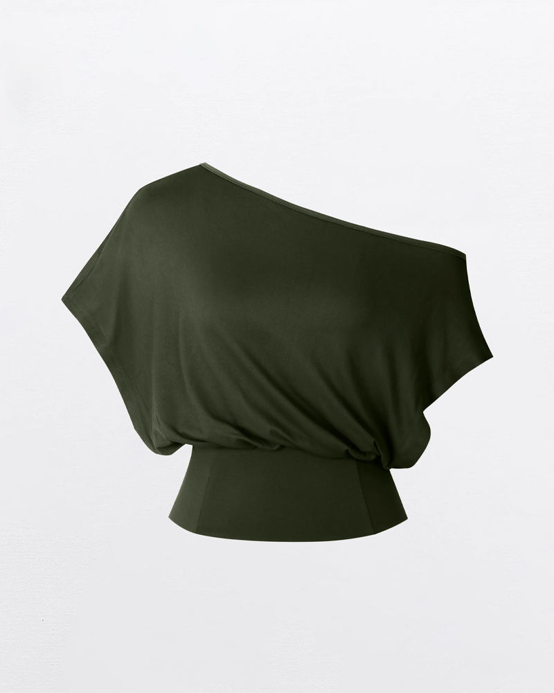 T-Shirt Ourlet Asymétrique Ajusté Chauve-Souris