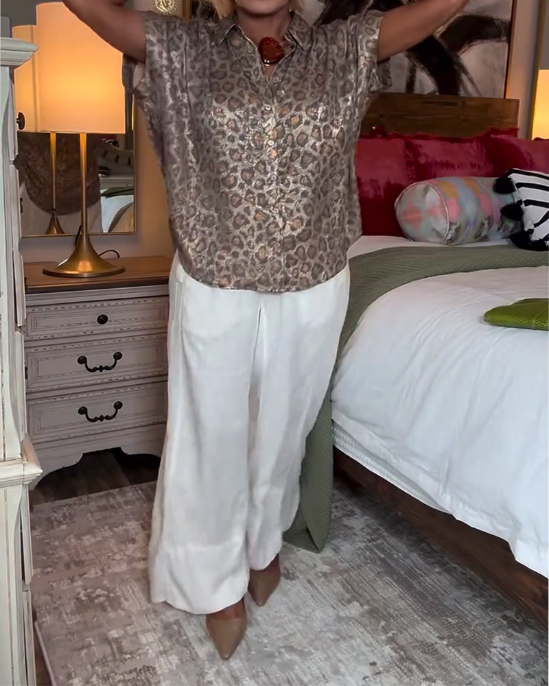 Chemisier décontracté imprimé léopard