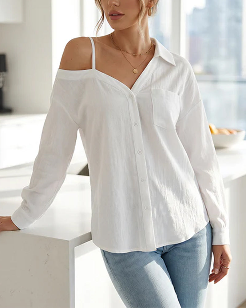 Chemise Décontractée Uni Une Épaule