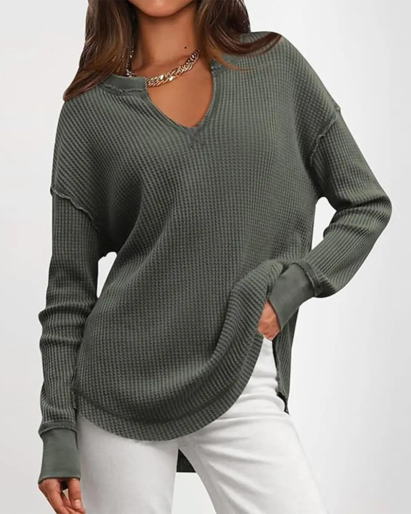 Haut Gaufre Henley Manche Longue