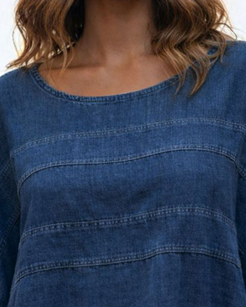 Haut Ample Manche Chauve-souris Denim