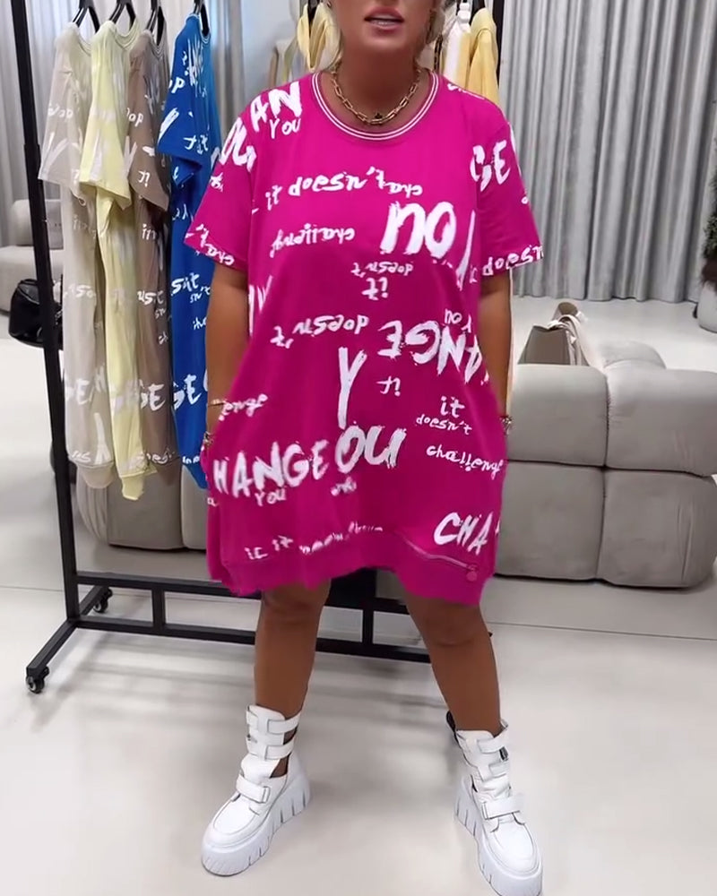 Robe Lâche Lettre Imprimé