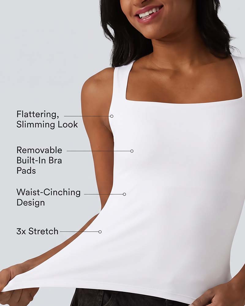 Débardeur Unie Col Carré Soutien-Gorge Intégré