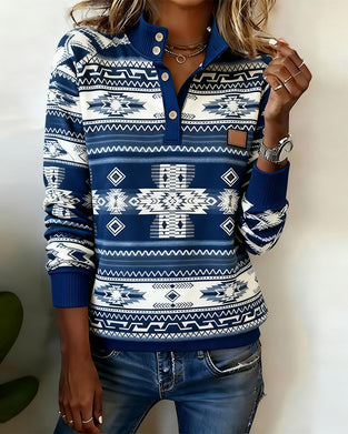 Sweat Imprimé À Boutons Et Étiquette En Cuir