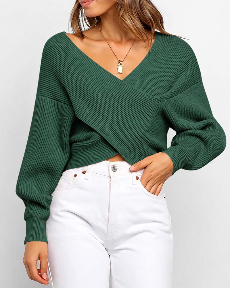 Pull Croisé Épaules Dénudées Court