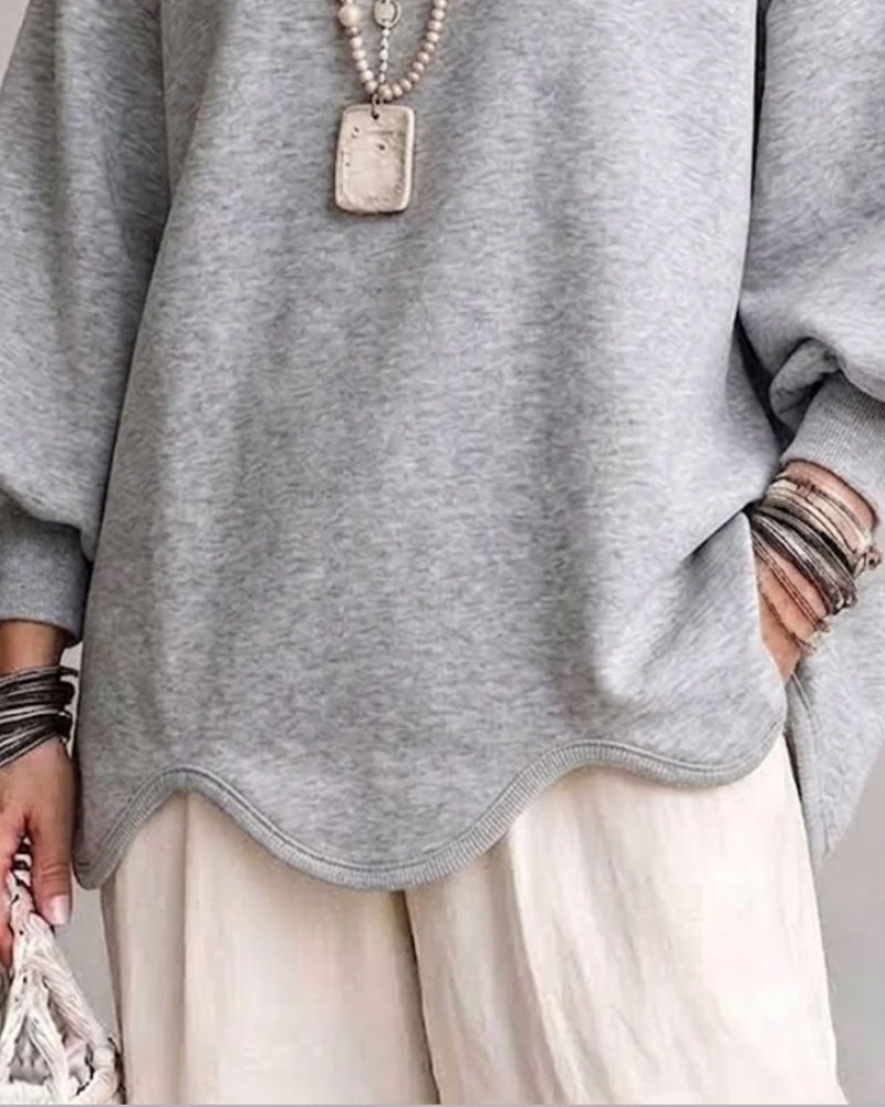 Sweatshirt Col Rond Manche Lanterne Asymétrique