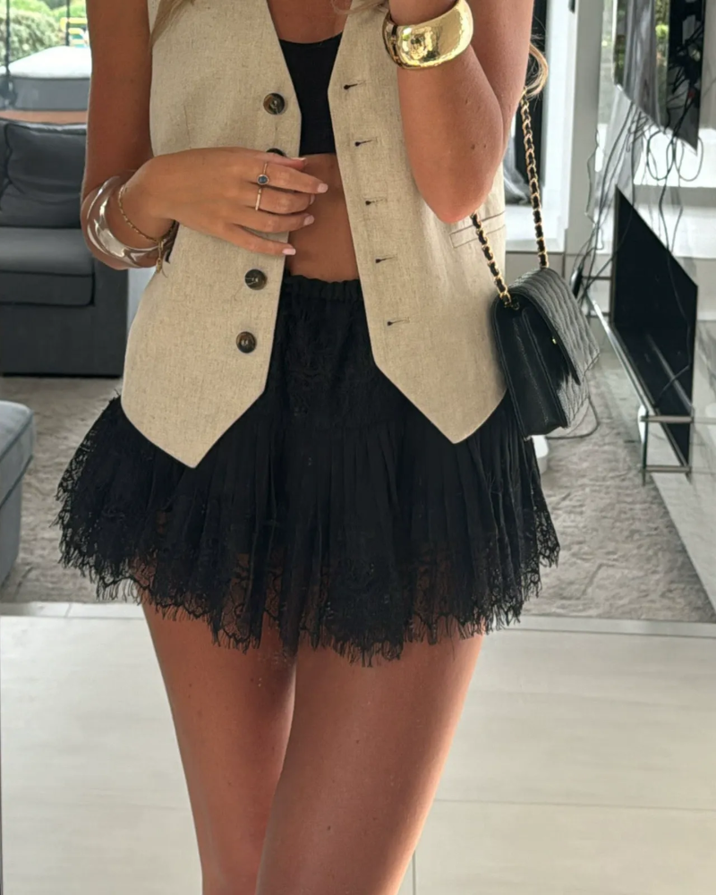 Jupe Taille Haute Plissée Mini